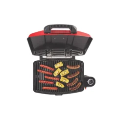 Coleman Road Trip Sportster® Propane Gas Grill -Coleman Sales 2000020947 coleman sportster grill open red with food angle 1 1