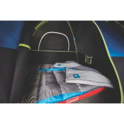 Coleman 4-Person Dark Room Sundome Tent -Coleman Sales 2000032253 coleman dark room tent 4p interior capacity with props green turquoise detail 1