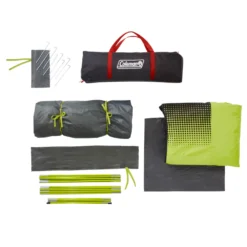 Coleman 4-Person Dark Room Sundome Tent -Coleman Sales 2000032253 coleman dark room tent 4p unassembled green turquoise high angle 1