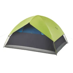 Coleman 4-Person Dark Room Sundome Tent -Coleman Sales 2000032253 coleman dark room tent 4p with rain fly green turquoise from behind right angle 1