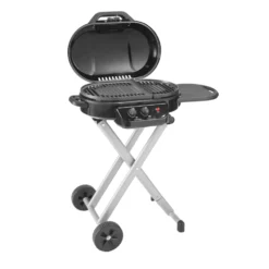 Coleman RoadTrip® 225 Portable Stand-Up Propane Grill -Coleman Sales 2000033048 225 Stand Up Coleman Black Angle Grill Open20copy
