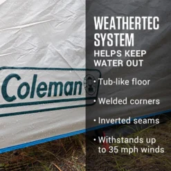 Coleman 6-Person Cabin Tent With Enclosed Weatherproof Screened Porch, Evergreen 11 Coleman 6-Person Cabin Tent With Enclosed Weatherproof Screened Porch, Evergreen -Coleman Sales 2000035607 Congaree ATF 3 1 1