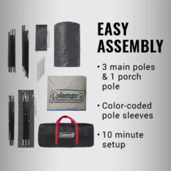 Coleman 6-Person Cabin Tent With Screened Porch, Evergreen -Coleman Sales 2000035607 Congaree ATF 6 1