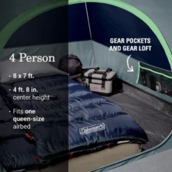 Coleman Skydome™ 4-Person Camping Tent With LED Lighting -Coleman Sales 2155787 ATF6