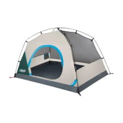 Coleman Skydome™ 2-Person Camping Tent With Full-Fly Vestibule, Evergreen -Coleman Sales 2P DmVstblFllFly Evrgrn 3 FrontAngle FlyOff DoorOpen