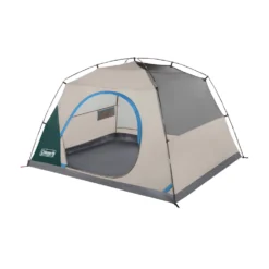 Coleman Skydome™ 6-Person Camping Tent With Full-Fly Vestibule, Evergreen -Coleman Sales 6P DmVstblFllFly Evrgrn 3 FrontAngle FlyOff DoorOpen