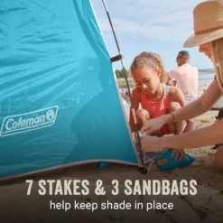 Coleman Skyshade™ Small Compact Beach Shade, Caribbean Sea -Coleman Sales Coleman 2000037508 Skyshade CaribbeanSea ATF5