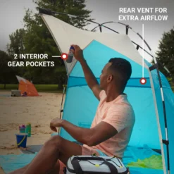 Coleman Skyshade™ Small Compact Beach Shade, Caribbean Sea -Coleman Sales Coleman 2000037508 Skyshade CaribbeanSea ATF6