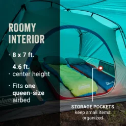 Coleman Skydome™ 4-Person Camping Tent With Full-Fly Vestibule, Evergreen -Coleman Sales Coleman 2000037516 Skydome FullFlyVest 4P ATF6