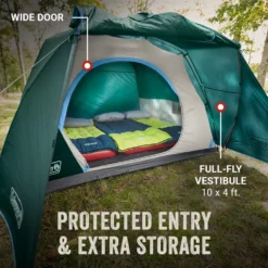 Coleman Skydome™ 6-Person Camping Tent With Full-Fly Vestibule, Evergreen -Coleman Sales Coleman 2000037518 Skydome FullFlyVest 6P ATF3