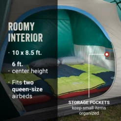 Coleman Skydome™ 6-Person Camping Tent With Full-Fly Vestibule, Evergreen -Coleman Sales Coleman 2000037518 Skydome FullFlyVest 6P ATF6