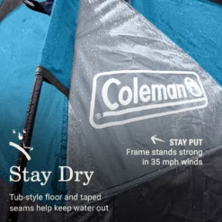 Coleman® Camp Burst™ 4-Person Camping Tent -Coleman Sales Coleman CampBurstTents 4P ScubaBlue ATF3